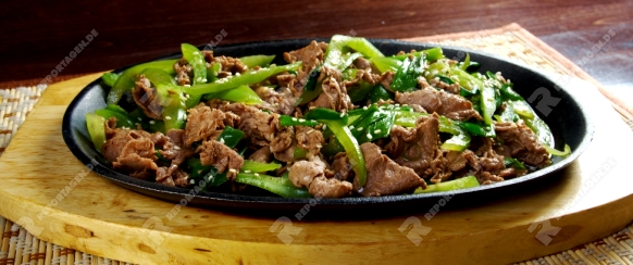 chinese cuisine .Chinese dish - beef with vegetables close-up 