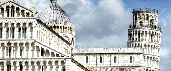 Picture of the Cathedral Santa Maria Assunta and Leaning Tower of Pisa at the Miracles place in Italy, Europe