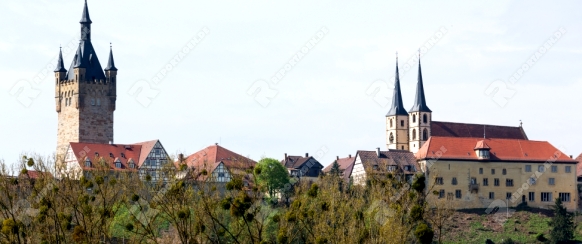 Bad Wimpfen skyline on the hilltop above the River Neckar in Southern Germany
