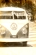 Old Grunge Photograph In Sepia Of A Green Type 2 Volkswagon Kombi Van Parked At A Beach Carpark In 1969 The Year Of Woodstock The Moon Landing And Free Love