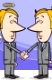 Concept Cartoon Illustration of Angel and Devil Businessmen or Politicians Shaking Hands
