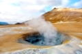 Active geothermal fumarole in Iceland in summer time