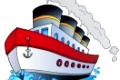 Big cartoon steamship - color illustration.