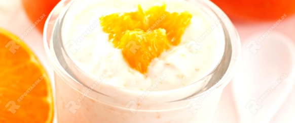 Orange yoghurt in the glass