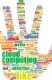 cloud computing tag cloud hand isolated on a white background
