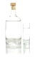 Liquor bottle with a full shot glass