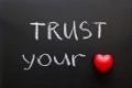 trust your heart phrase handwritten on blackboard