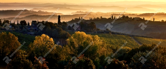 landscape surrounding San Gimignano, Tuscany, Italy