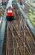 Güterzüge auf einem Verschubbahnhof in Wien. Transport von Frachten auf der Schiene.