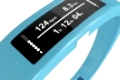 Close-up image of fitness tracker on white background