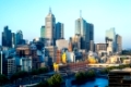 Melbourne, Australia - November 29 - Melbourne's famous skyline from Southbank towards Flnders St Station on November 29th 2014.