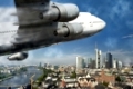 Ein Flugzeug fliegt über der Innenstadt von Frankfurt.
Digital Composite (DC)