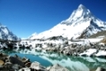 Shivling peak and beautiful lake in Himalayan