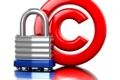 Copyright symbol with lock. Protection concept. 3d