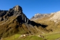 Poganggenalp mit Rotstockhütte, Mürren, Berner Oberland, Schweiz / Rotstock Hut on the Poganggen Alp, Muerren, Bernese Alps, Switzerland