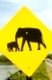 Yellow Elephant wanring sign on the road in Sri Lanka