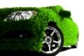Concept of the eco-friendly car - body surface is covered with a realistic grass