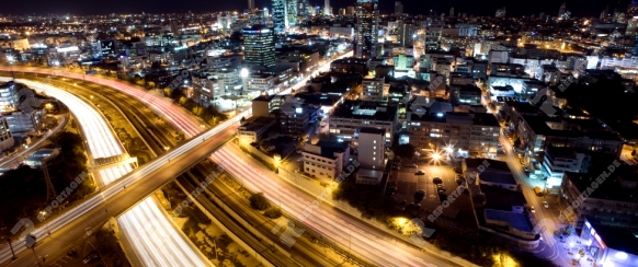 The night Tel Aviv city - View of Tel Aviv by night.