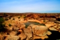 Panorama of rocky pond on Adrar plateau, Mauritania
